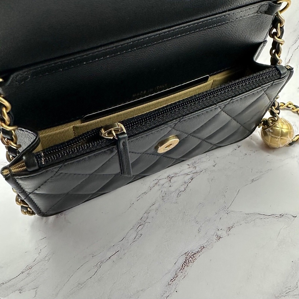 ❌❌ SOLD Chanel 23C Black Pearl Crush Gold Chain Adjustable Crossbody Handbag Bag - Picture 14 of 16